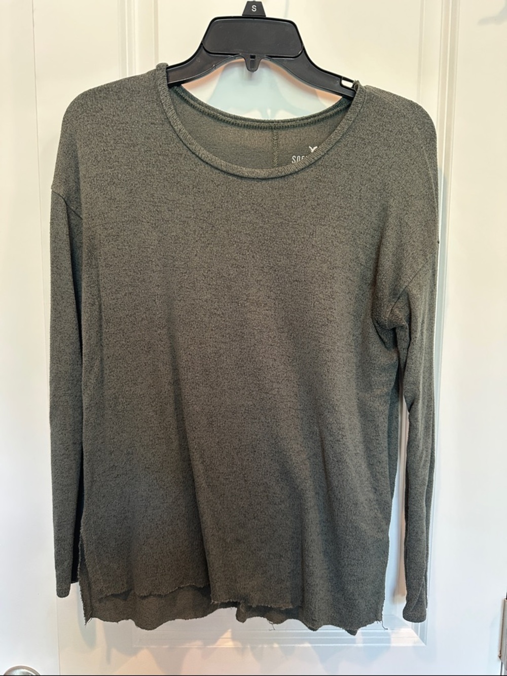 American Eagle Outfitters Soft & Sexy Plush Heather Olive Top